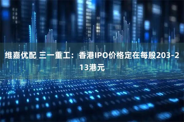 维嘉优配 三一重工：香港IPO价格定在每股203-213港元